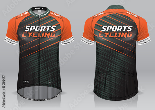 Cycling jersey, front and back view, sporty design is easy to print on fabrics and textiles