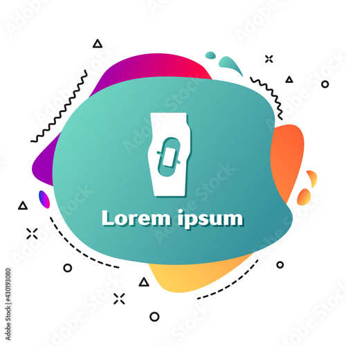 White Plaster on leg icon isolated on white background. Abstract banner with liquid shapes. Vector