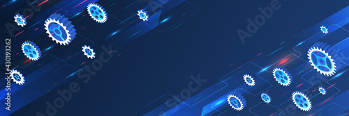 Three-dimensional gears background. Cogs And Gears vector isometric. Futuristic technology concept. 3d cogwheels Hi tech illustration.