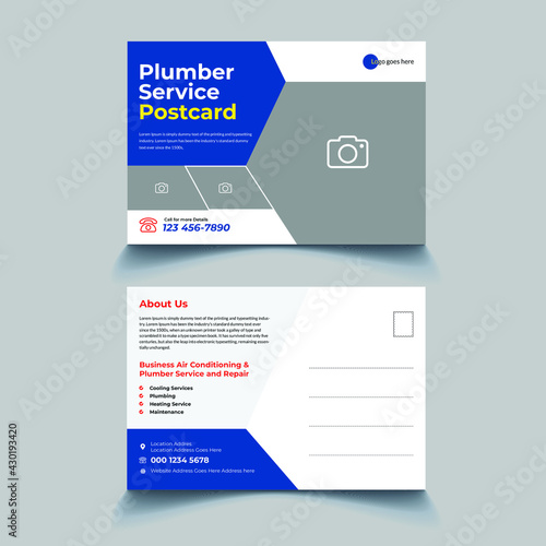 Corporate Plumber Handyman Service Marketing Postcard Template Design (ID: 430193420)