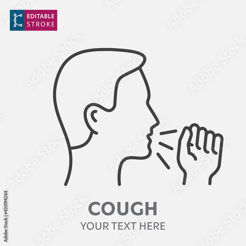 Cough icon on white background. Editable stroke.