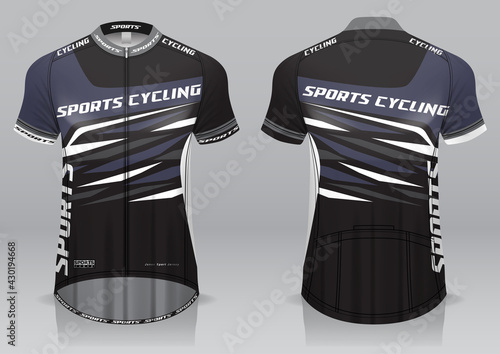 Cycling jersey, front and back view, sporty design is easy to print on fabrics and textiles