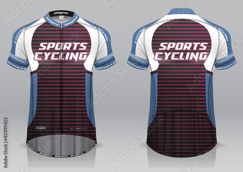 Cycling jersey, front and back view, sporty design is easy to print on fabrics and textiles