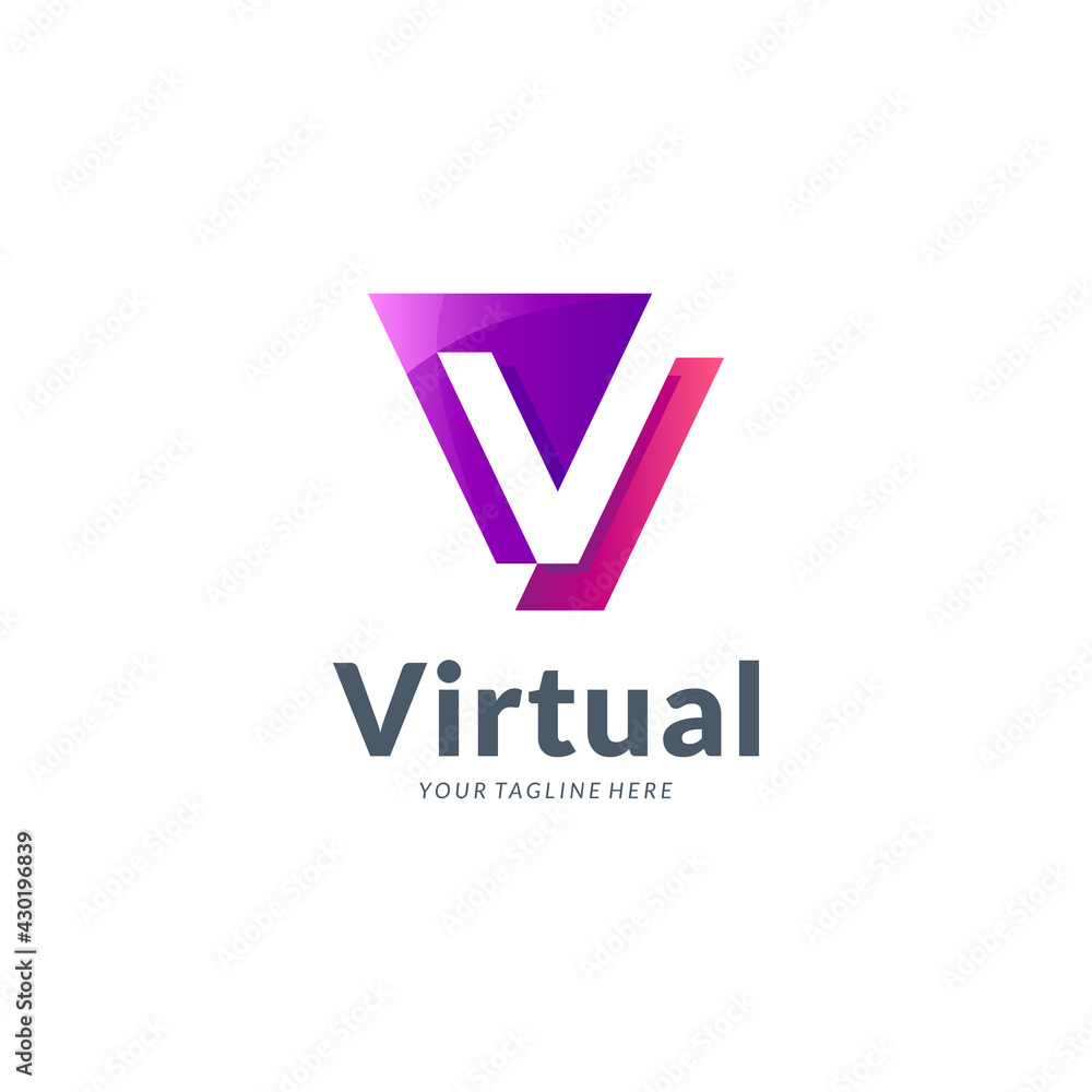 Vector logo of simple initial letter V with two gradient color combination Vector logo of simple initial letter V with two gradient color combination