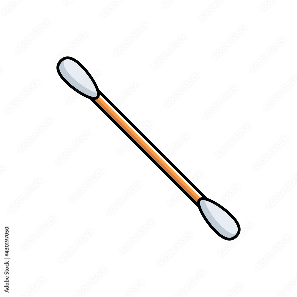 Ear cotton swab icon. Hygiene product. Vector illustration on white isolated background in flat line style.