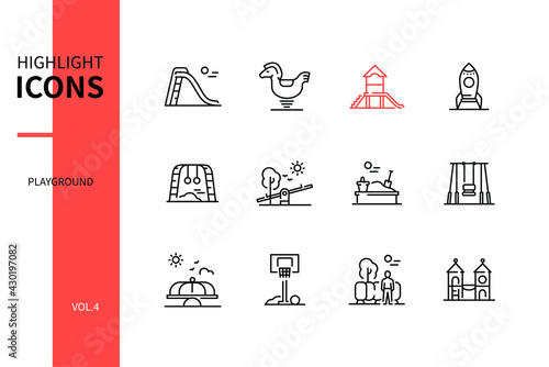 Foto Playground elements - line design style icons set