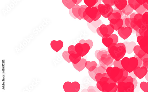 Valentine day pink red hearts on white background.