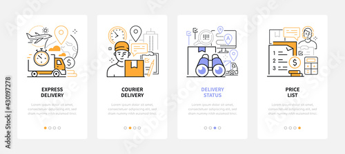 Logistics and delivery - modern line design style web banners