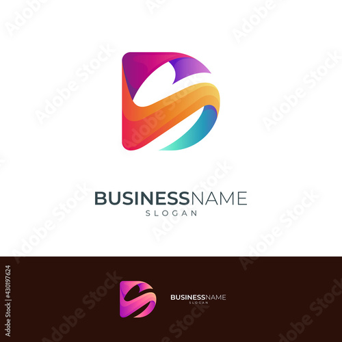 Vector logo of letters D and S with colorful gradient concept photo