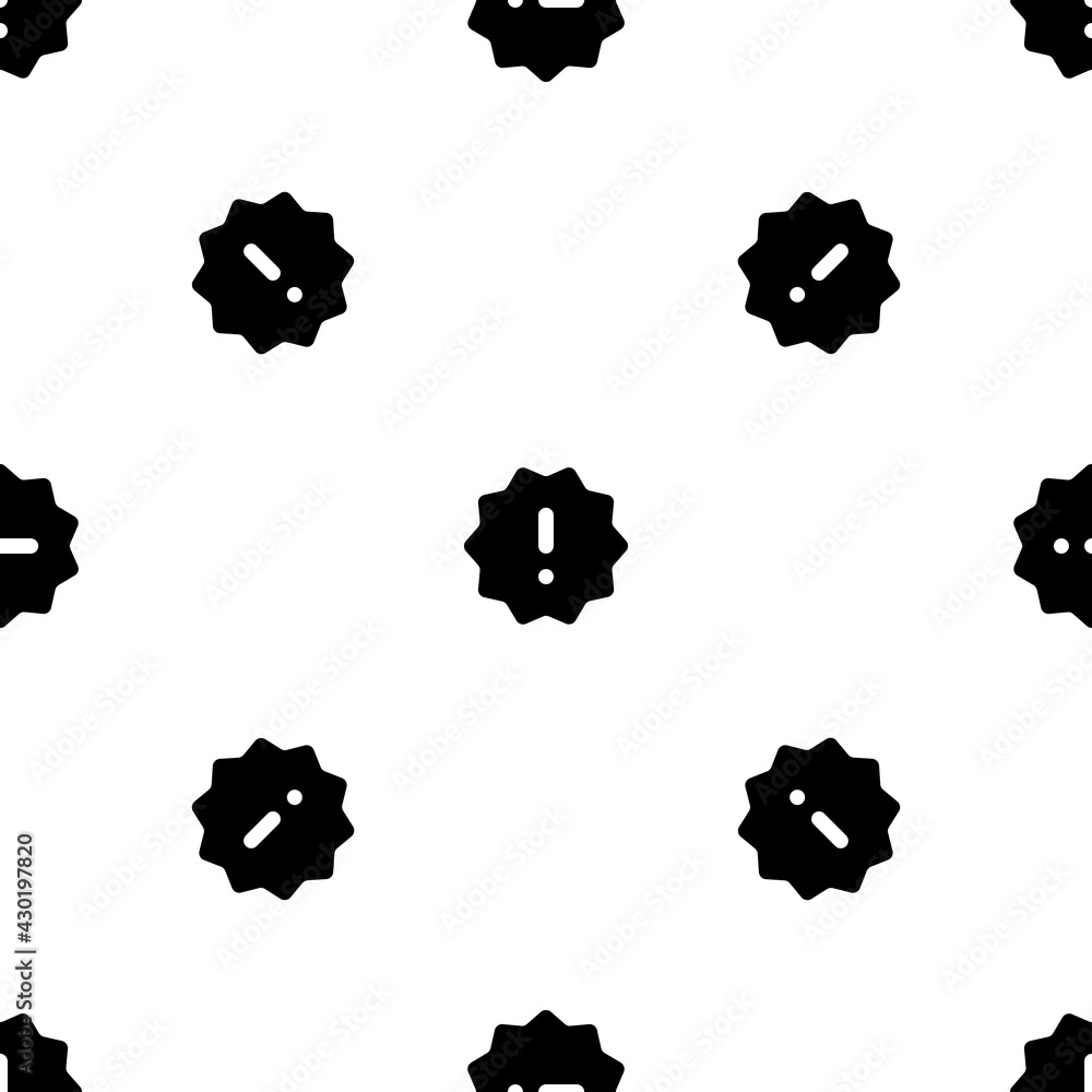 Seamless pattern of repeated black warning symbols. Elements are evenly spaced and some are rotated. Vector illustration on white background Seamless pattern of repeated black warning symbols. Elements are evenly spaced and some are rotated. Vector illustration on white background