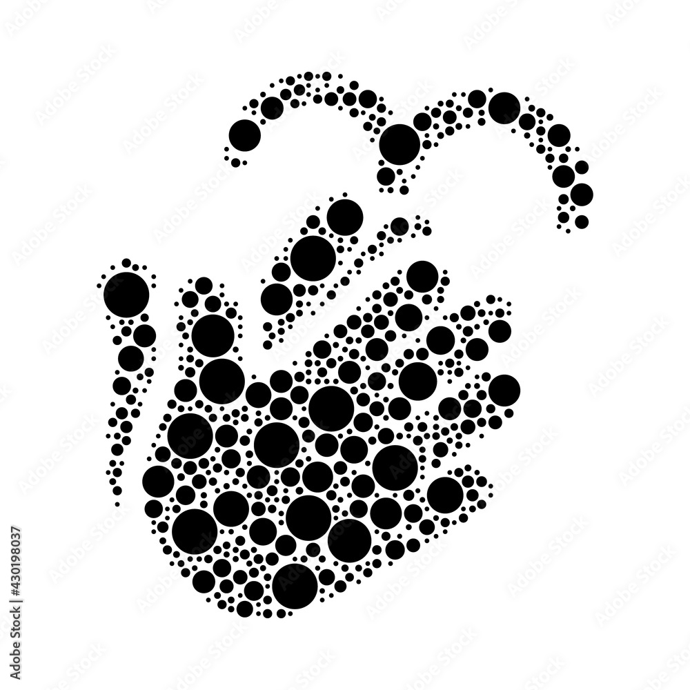 A large washing hands symbol in the center made in pointillism style. The center symbol is filled with black circles of various sizes. Vector illustration on white background A large washing hands symbol in the center made in pointillism style. The center symbol is filled with black circles of various sizes. Vector illustration on white background