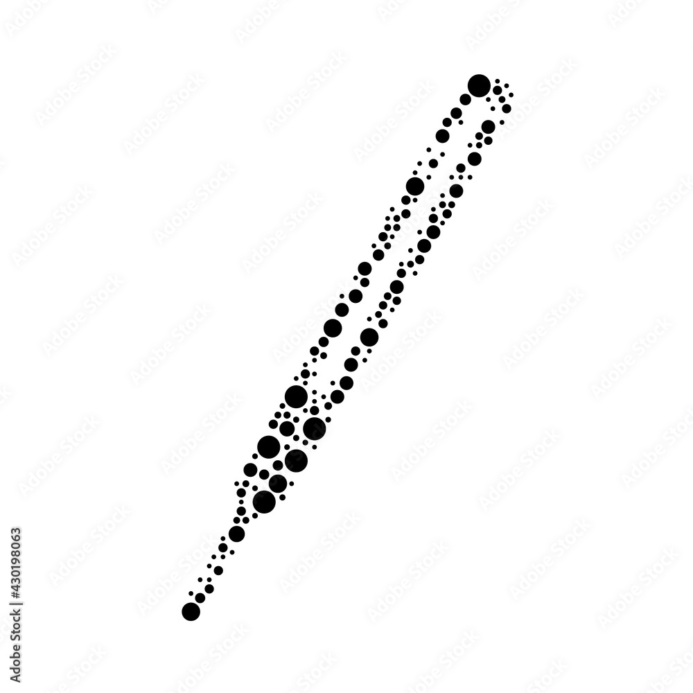 A large thermometer symbol in the center made in pointillism style. The center symbol is filled with black circles of various sizes. Vector illustration on white background A large thermometer symbol in the center made in pointillism style. The center symbol is filled with black circles of various sizes. Vector illustration on white background