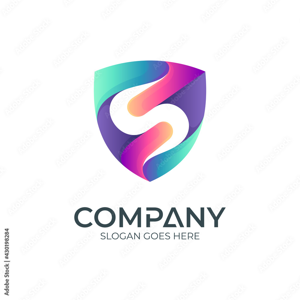 Vector logo of shield with letter S Vector logo of shield with letter S