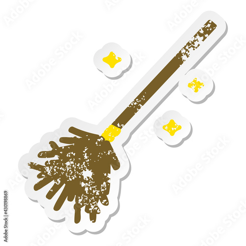 magic broomstick sweeping grunge sticker