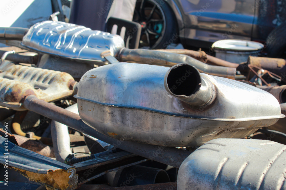 Car exhaust elements, environmental pollution, industrial waste. Car exhaust elements, environmental pollution, industrial waste.