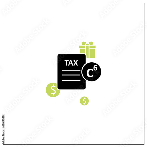Carbon tax glyph icon. Tax levied on carbon goods and services. Economically profitable. Declaration. Universal basic income concept.Filled flat sign. Isolated silhouette vector illustration