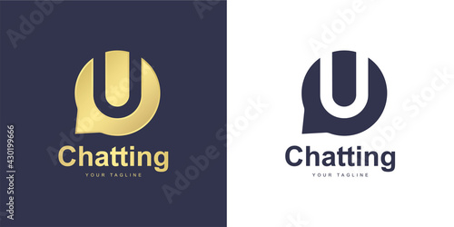 Minimalist U letter logo with "chatting" concept