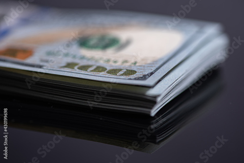 Wallpaper Mural Stack of one hundred American dollars banknotes, close-up. Torontodigital.ca