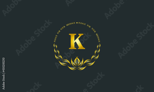 Emblem of an elegant refined monogram for heraldry of hotel, restaurant, business, presentation and much more. Vector logo illustration with letter K. photo