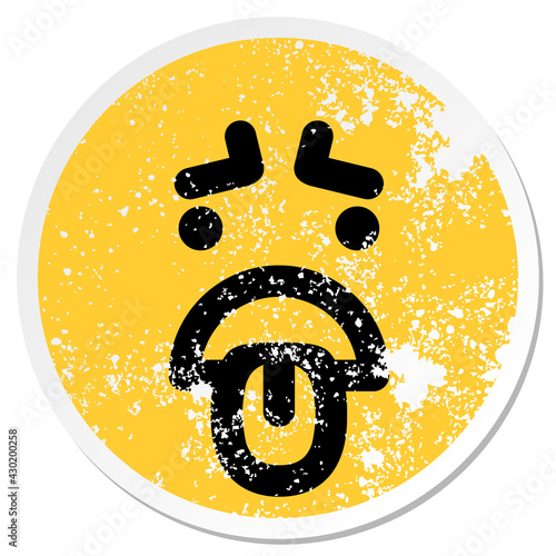 distraught face circular sticker