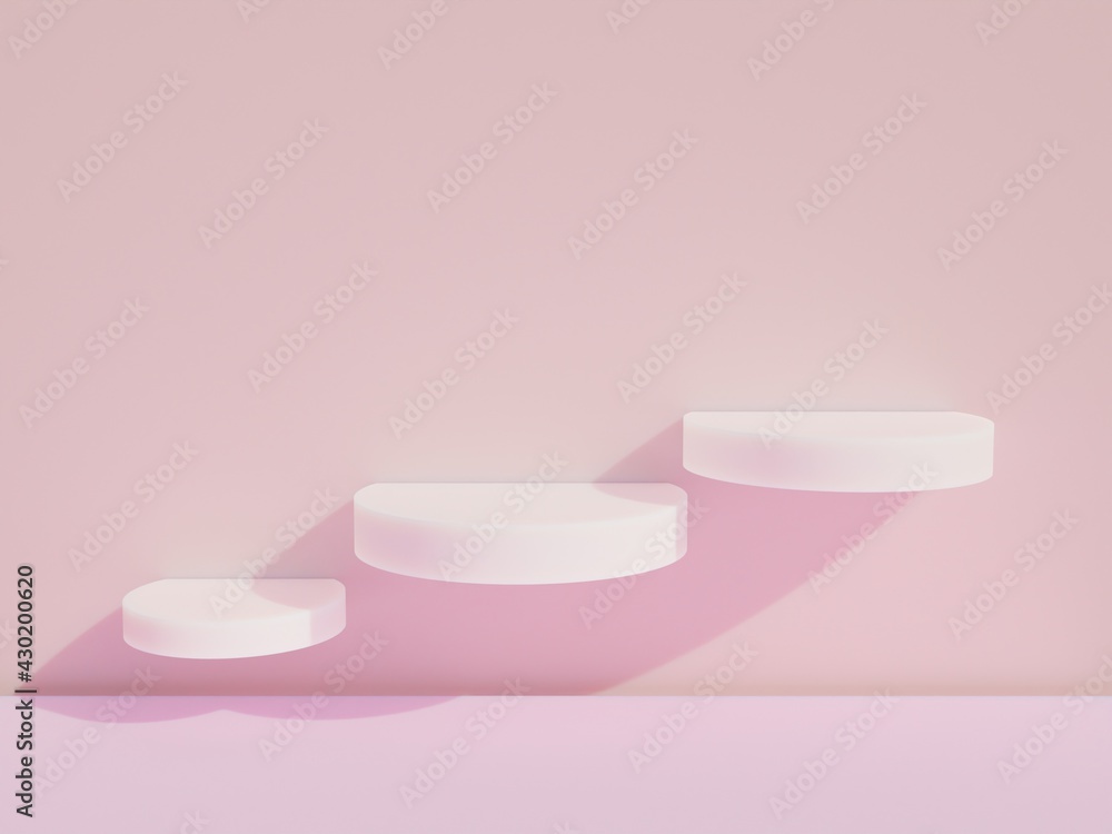 Scene with podium for mock up presentation in pink color and minimalism style with copy space, 3d render abstract background Scene with podium for mock up presentation in pink color and minimalism style with copy space, 3d render abstract background