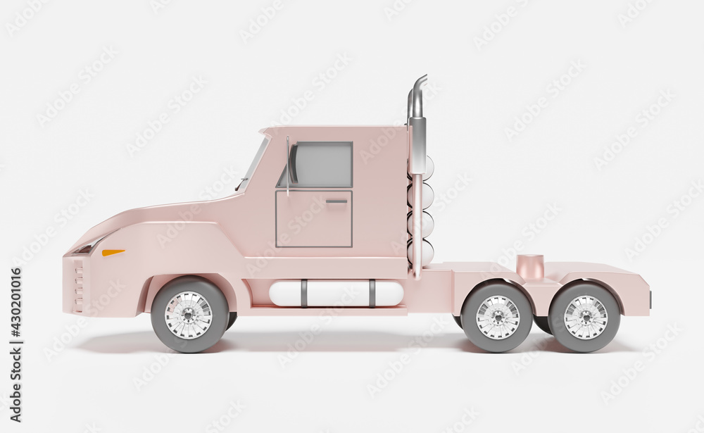 Obraz premium tractor or semi truck on white background ,3d illustration or 3d rendering