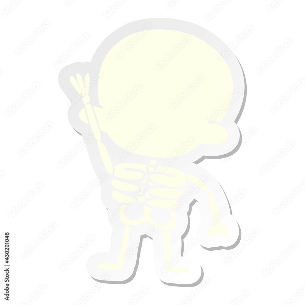 skeleton waving sticker