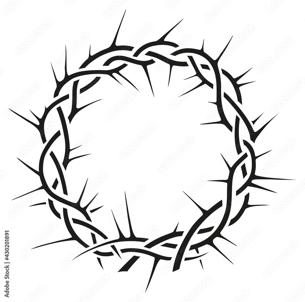 Beautiful elegant crown of thorns vector black and white illustration Beautiful elegant crown of thorns vector black and white illustration