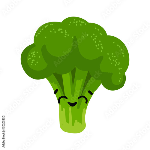 happy broccoli on the white background