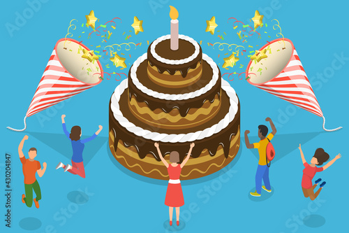 3D Isometric Flat Vector Conceptual Illustration of Happy Anniversary.