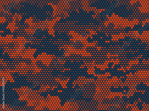 Camouflage seamless pattern. Abstract camo from hexagonal elements. Endless military texture. Print on fabric and textiles. Vector illustration.