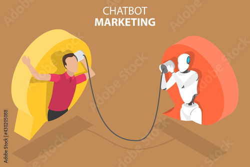 3D Isometric Flat Vector Conceptual Illustration of AI Chatbot.