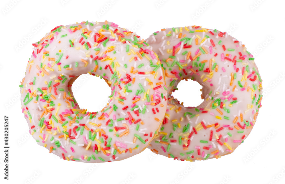 two glazed donut isolated on white background close up two glazed donut isolated on white background close up