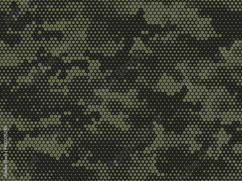Camouflage seamless pattern. Abstract camo from hexagonal elements. Endless military texture. Print on fabric and textiles. Vector illustration. photo