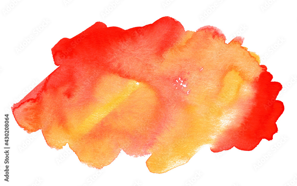 Abstract watercolor background. Hand drawn red and yellow watercolor spot