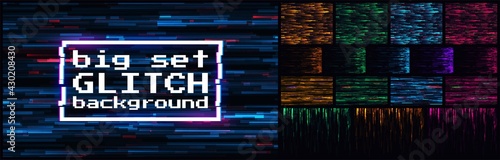Vector glitch on a black background. Abstract texture.