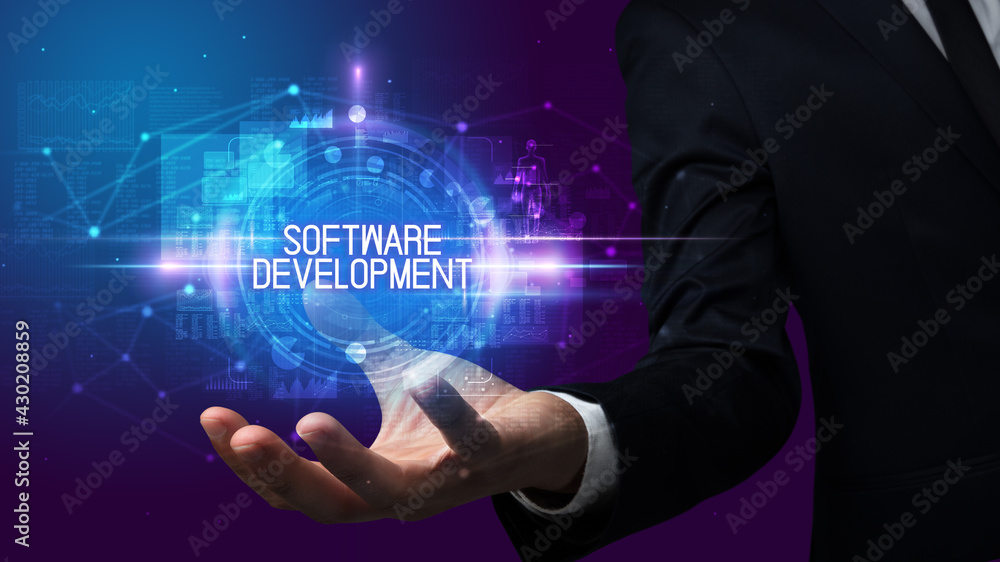 Man hand holding digital technology concept Man hand holding digital technology concept