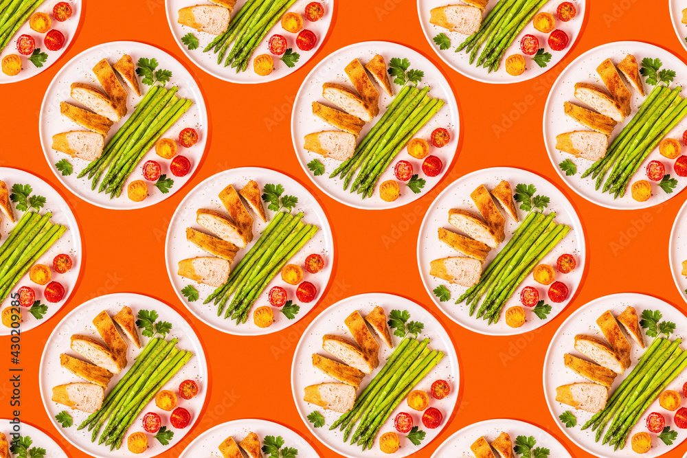 Roasted chicken breast with asparagus and tomatoes Roasted chicken breast with asparagus and tomatoes