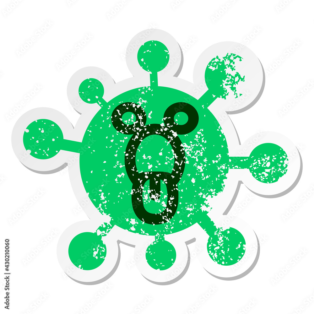staring nauseous virus distressed sticker staring nauseous virus distressed sticker