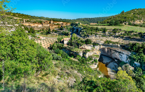 The beautiful city of Minerve in the department of Hérault with the river Cesse flowing through the centre of it.