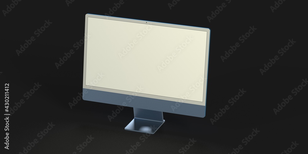 Realistic 3D Computer, with a white screen, isolated on a white background Realistic 3D Computer, with a white screen, isolated on a white background