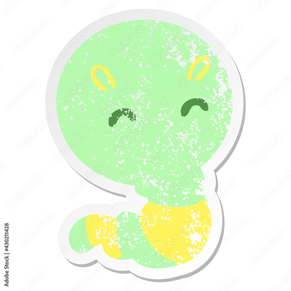 Fototapeta premium cute little worm grunge sticker