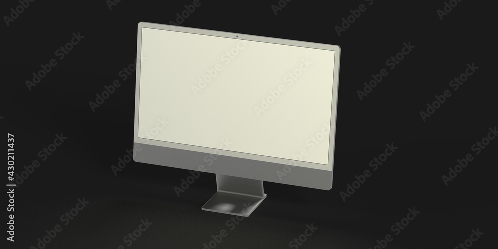 Computer display mock up with blank white screen. Stylish desktop computer mockup. 3d Computer display mock up with blank white screen. Stylish desktop computer mockup. 3d