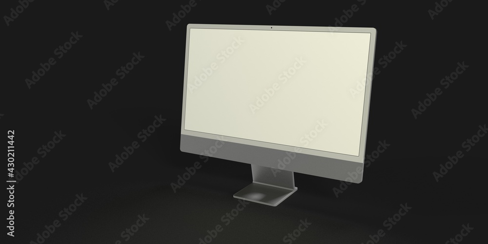 Computer display mock up with blank white screen. Stylish desktop computer mockup. 3d Computer display mock up with blank white screen. Stylish desktop computer mockup. 3d