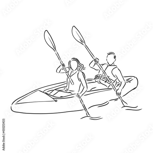 kayak vector sketch on a white background