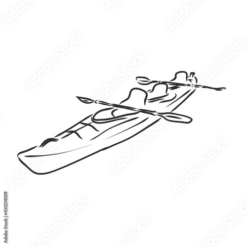 kayak vector sketch on a white background