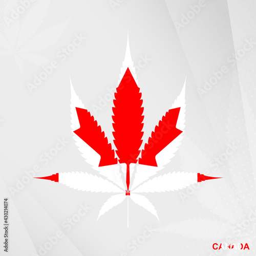 Flag of Canada in Marijuana leaf shape. The concept of legalization Cannabis in Canada.