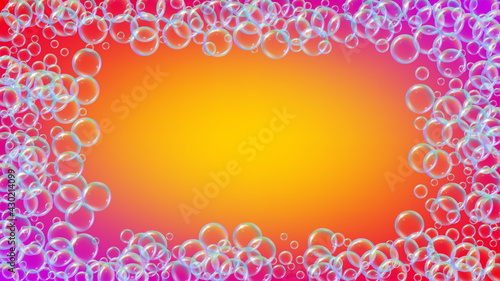 Bubble background with shampoo foam and detergent soap.
