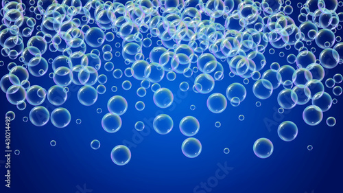 Swimming pool background with soap bubbles and foam.