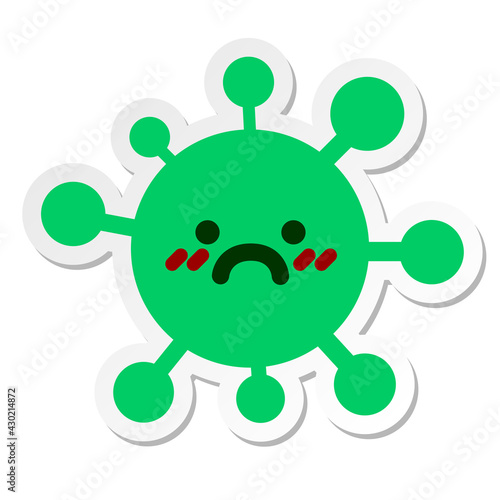 blushing unhappy virus sticker